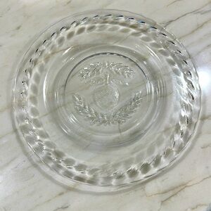 Set of 4 luncheon/salad plates clear glass with rope edge & lemon pattern